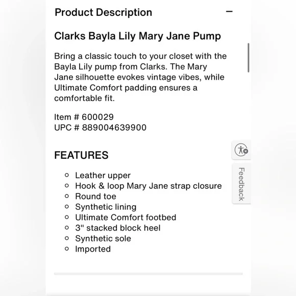 Clarks NWT Bayla Lily Mary Jane leather Pump Sz.8.5 boho comfort office classic - Picture 2 of 8